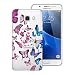 Produktbild CE-Link Samsung Galaxy J5 2016 Hülle Weiche Silikon Transparent Handyhülle Durchsichtig Schutzhülle Rotierendem Ring Ultra Dünn Slim Backcover mit Fingerhalterung Ständer Silicone TPU Bumper Crystal Kirstall Klar Clear Handy Tasche Schale Etui Weich Handytasche Kreative Motiv Muster für Galaxy J5 2016 (5,2 Zoll) Case Cover - Blauer Schmetterling