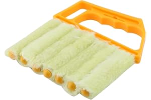 Raguso Cepillo de Limpieza de persianas venecianas Cepillo de Limpieza de Microfibra Herramienta de Limpieza doméstica de Mano con 7 persianas para Ventilador de toldo