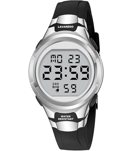 findtime Orologio da polso da uomo, digitale, con numeri grandi, 50 m, impermeabile, militare, digitale, mimetico, da uomo, con sveglia, Coutdown data, 12/24H, LED, Blu mimetico, cinghia