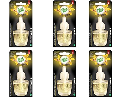 6x Fresh&More Nachfüller Für Air Wick Duftstecker Madagascar Vanille & Dschungel Holz - 19ml