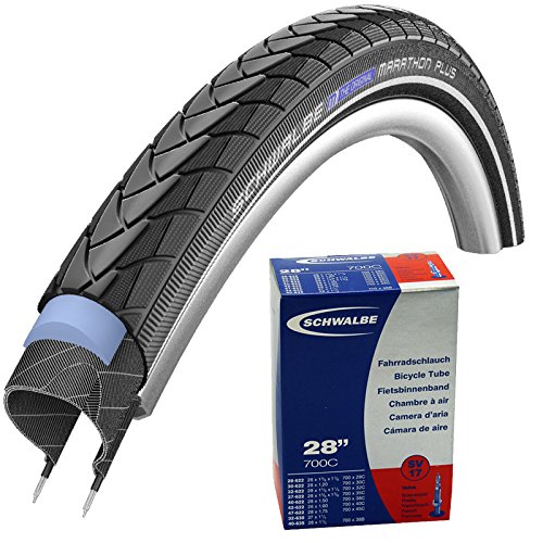 SCHWALBE Marathon Plus 1x Fahrradreifen 32-622 (28 x 1.25) + 1x SV17 Schlauch
