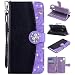 Produktbild MeganStore Schutzhülle für Huawei P20 Lite, Kontrast Farbe Bling Strass Perle Klappetui Folio Brieftasche Leder Brieftasche Kreditkarte Portemonnaie stoßfest Abdeckung für Huawei P20 Lite