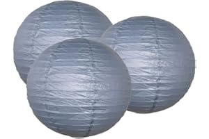 MATISSA Confezione da 3 lanterne di carta per feste, compleanni, baby shower, matrimoni, decorazioni (grigio, 25 cm)