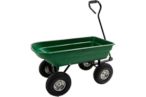 POWERKING Garden Tipping Wheelbarrow 55L / 75L Tipper Wheel Barrow 120Kg BMC Dump Truck Trolley Cart Pull Along 10" Pneumatic Wheels Swivel Soft Grip Handle - 2 Years Warranty