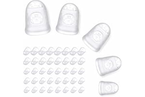 KOMUNJ 40 Pieces Guitar Fingertip Protectors Silicone Finger Guards Anti-Slip Finger Protection Covers Caps for Stringed Instruments Guitar Bass Ukulele Bass Sewing Sports, 5 Sizes