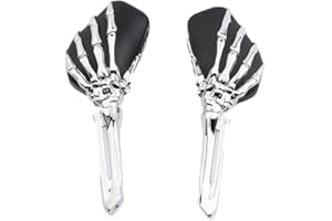 JANESHOP Moto Universal Skull alliage d'aluminium Rétroviseurs Squelette Pour Intruder Volusia/Yamaha/Shadow (Chrome et noir)