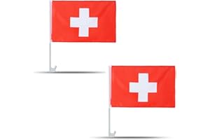 ‎SONIA ORIGINELLI 2er SET "Auto Flagge" Fahne WM Länder Fußball Fan Farbe: Schweiz