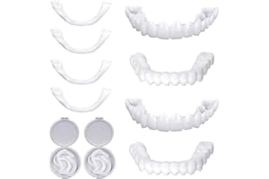 Faux Dentier Sourire Parfait, 2 Paires Dent Provisoire Fausse Dent Dentier Amovible Haut et Bas, Facette Prothese Dentaire, Fausses Dents Alternatives au Blanchiment des Dents pour Hommes Femmes