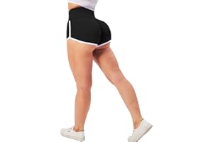 TZLDN Women's High Waist Ruched Butt Lifting Booty Shorts for Workout Gym Yoga Cycling Black Hot Pants - Size: S (28), M (30), L (32), XL (34), XXL (36)