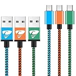Câble Micro USB (6.5ft - Lot de 3) Rephoenix Câble USB Nylon Tressé Série de Câble Android pour Samsung, Sony, HTC, Nexus, LG, Nokia, Kindle, Sony et autres Smartphones Android (Bleu,Vert,Orange)