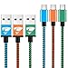 Price comparison product image Micro USB Cable 6.6ft (3 Pack-blue, green, orange)Rephoenix Nylon Braided Android Charger Cables - for Smartphones Samsung Galaxy, Nexus, LG, Sony, HTC, Motorola, Kindle, PS4 Controller, and More