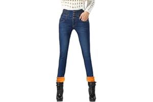 LAEMILIA Womens Winter Fleece Lined Stretchy Jeggings High Waisted Skinny Jeans Yoga Denim Pants