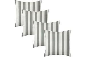 Harrison Cropper Premium Garden Scatter Cushion | Water Resistant Cushions | Outdoor Patio Rattan Chairs | Hollowfibre Filled Seating Furniture Pillow | Soft Comfy and Durable | 4 Pack (Grey Stripe)