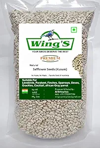 Wing's Premium Safflower Seed(Kusum Beej/Kardi Seeds) | 450gm Pack for Your Lovebirds, Macaws, African Grey, Conures, Cockatiels, Cockatoo