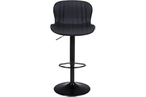 YERAIRR Bar Stool, Modern 360° Swivel Bar Chair, PU Leather Height Adjustable Barstools with Backrest and Footrest, Easy Assembly Island Chairs for Bar, Kitchen, Dining Room, Black
