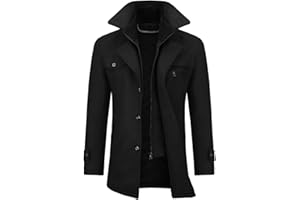 Allthemen Wintermantel Kurzmantel Herren Schwarz Wollmantel Stehkragen Herren Winter Mantel Warm Kurz Slim Fit Winterjacke Business