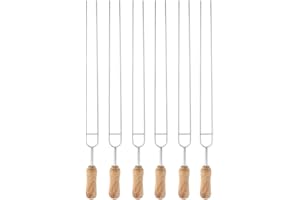 TOMOTATO Tenedor de Barbacoa en Forma de U Tenedor de Acero Inoxidable Pinchos de Barbacoa de Metal Reutilizables Pinchos de Kebab Resistentes Al Calor con Mango de Madera para Hornear Asado