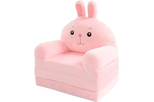 Riuulity Kids Foldable Sofa Bed, Comfortable Cartoon Foldable Kids Sofa 2 in 1 Washable Cute Shape for Kindergarten (Pink)