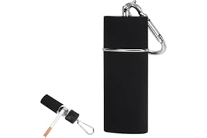 JEQQINUZ Ashtray for On the Go Bags Pocket Ashtray Odour-Proof Travel Ashtray for Dog Walking Hiking Stainless Steel with Lid Gliding 12.5 x 1 cm (Matte Black)