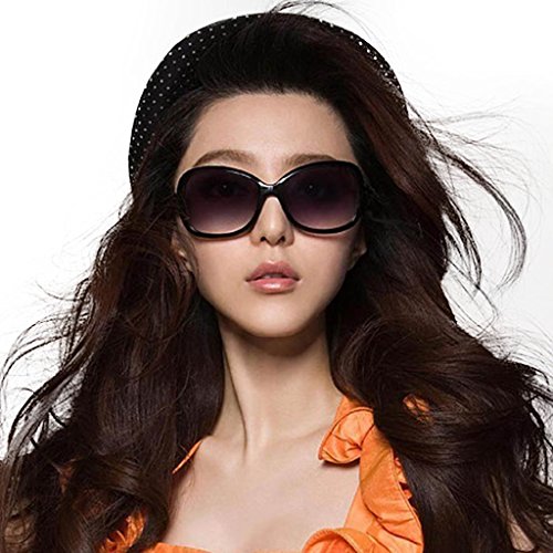 Mode Damen Sonnenbrillen Retro Vintage Große Gestellbrille Schatten Brillen (Schwarz) - 4