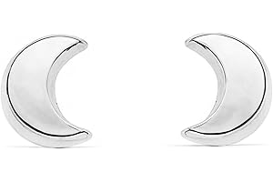 MONDE PETIT Orecchini per Bambini mezza luna - oro bianco 9k (375) - Scatola Regalo - Certificato di garanzia