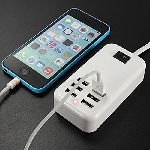 6 Ports USB Hub Desktop Wand Ladegerät AC Adapter Slots Steckdosen Aufladen Verlängerung Erweiterung - 2