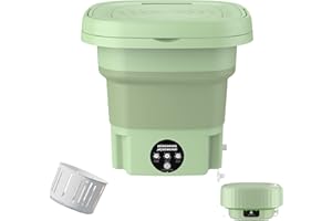 ATB-GIFT 12L Machine a laver portable, Mini machine à laver, jusqu'à 1,7 kg, lave-linge de voyage, de camping, Pour Sous Vêtements,Chaussette,Appartement,étudiant(EU power-vert)