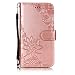 Produktbild Galaxy J5 Prime G5700 Hülle,Samsung Galaxy J5 Prime G5700 Case,Carols [Bauhinia]Design Muster Prägemuster Design Folio Cover Wallet im Bookstyle mit Standfunktion Karteneinschub und Magnetverschluß Etui für Samsung Galaxy J5 Prime G5700 - Rosa