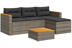 vidaXL Salon de Jardin avec Coussins 3 pcs, Canapés de Patio, Ensemble de Meubles, Mobilier de Terrasse Extérieur, Gris Résine Tressée