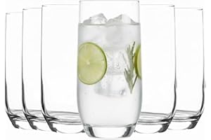 Acense 6 x Highball Glasses - Tall Hi Ball Glass Water Gin Juice Cocktail Drinking Glassware Tumblers Set (315ml)