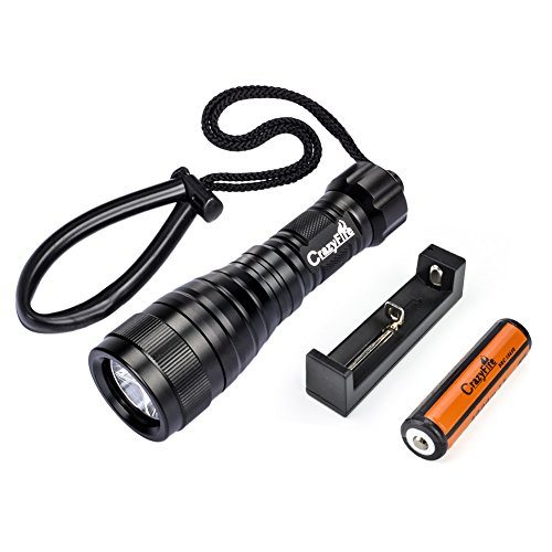 CrazyFire Tauchen Licht,1050Lumen CREE XM-L2 U4 Led Tauchlampe,1 Modus Unterwasser 200 Meter Wasserdichte Tauchens Taschenlampe (Akku und Ladegerät im Lieferumfang Enthalten)