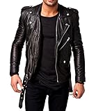 YKK Zippers Trendtales Chaqueta de Cuero para Hombre, Piel de Vaca, Negro TTKL305 L