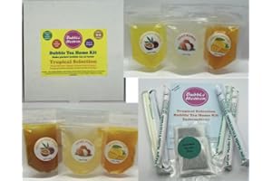 Bubble Heaven Fruity Tropical Selection Boba Bubble Tea Make at Home Kit 6-9 Extra Large Drinks