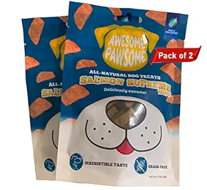 Awesome Pawsome Salmon Supreme Dog Treat: Grain Free, All-Natural Dog Treat with Omega-3 (Pack of 2)