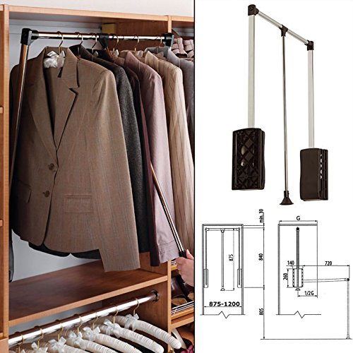 SO-TECH® Kleiderlift schwarz Garderobenlift Kleiderstange Wardrobelift Lift Kleiderschranklift
