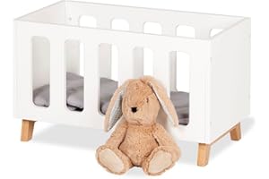 ‎PINOLINO PINOLINO Puppenbett Marit aus Holz, inklusive 3-teiligem Bettzeug, empfohlen für Kinder ab 2 Jahren, weiß lackiert