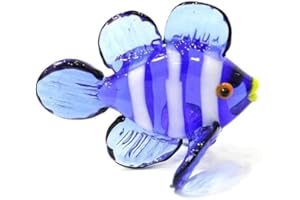 HXSCOO Small Murano Glass Clown Fish Statue, Cute Clown Fish Miniature Figure, Aquarium, Sea Animal, Home, Living Room, Table Decoration (Color : CY-543, Size : About 5x4cm)