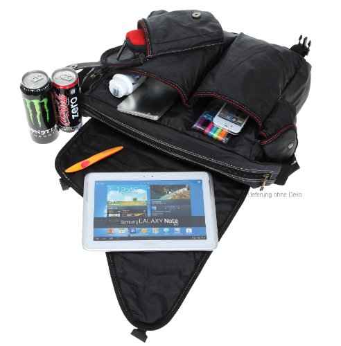 ELEPHANT Kuriertasche SAHARA Laptoptasche Canvas Tasche Notebookmaß 39×28 cm Schultertasche / SCHWARZ - 2