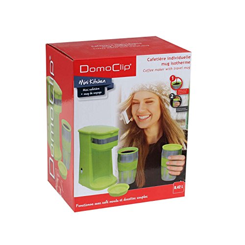 1-Tassen-Kaffeemaschine mit Thermobecher Edelstahl (Büro-Kaffeemaschine, Thermosbecher, 750 Watt, für Kaffeepulver oder Pads, Kaffeeautomat, grün) - 6