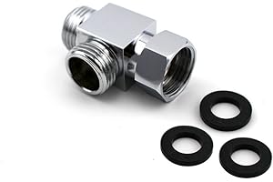 LumenTY Bras de Douche Laiton 3 Voies Inverseur T pour Tuyau Connecteur Standard–G1/5,1 cm Système Douchette Pièce de Rechange Douche Contrôle flux Splitter T Joint Adaptateur T – Laiton Chrome Poli