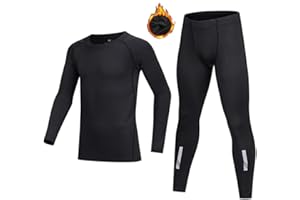 BUYKUD Kinder Thermounterwäsche Langarm Sportunterwäsche Fußball Trainingsanzüge Fitness Funktionsunterwäsche Set