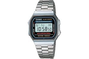 Casio Unisex Vintage A168WA-1WDF Black Digital Dial Silver Stainless Steel Band D131