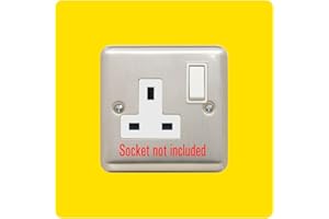 EWOLDS Single Socket Surround | Square | Acrylic Back Panel or Finger Plate | Light Switch Plug, Colour: Yellow
