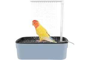 LUFEIS Bird Bath Tub, Automatic Water Cycle Bird Bath with Multiple Faucets, Multipurpose Parrot Shower Bath, USB Electric Birds Shower Bathing Tub for Parakeet, Cockatiel, Parrot & Small Medium Birds