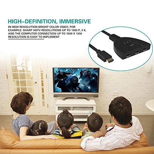 ranipobo 3 Ports HDMI Splitter 3 in 1 Out Port Intelligente Auto Switch mit Pigtail Kabel unterstützt 3D, 1080p 4 K Full HD Audio für TV HDTV, PS3, XBOX ONE, 360, Bluray Player, DVD Player etc.. - 6