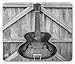 Produktbild Western Mouse Pad, Vintage Acoustic Instrument Guitar Hanged on Old Wooden Door Fences Country Ranch, Standard Size Rectangle Non-Slip Rubber Mousepad, Grey Black