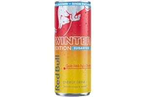 MENDOSA 12X Confezione Per Red Bull Winter Edition Energy Drink Senza Zuccheri, Gusto Mela Fuji e Zenzero, Confezione da 12 Lattine da 250ml