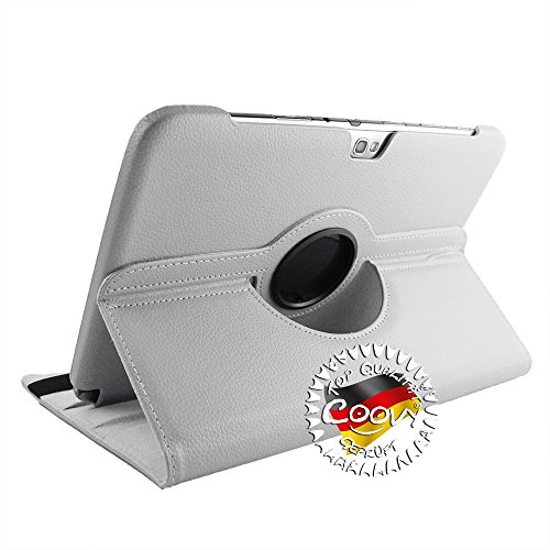 COOVY® 360° ROTATION COVER FÜR SAMSUNG GALAXY NOTE 10.1 GT-N8000 GT-N8010 GT-N8020 SMART HÜLLE TASCHE ETUI CASE SCHUTZ STÄNDER Farbe weiss - 5