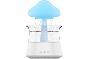 Umelee Luftbefeuchter in Regenwolkenform, Humidifier 300 ml mit 7 Bunten Nachtlichtern und 3 Regen-/Nebel Modi, Wasserbefeuchter, Raumbefeuchter für Schlafzimmer, Zuhause, Büro, Auto (Weiß)