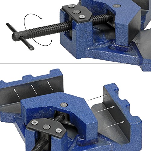 ECD Germany Präzisions Winkelschraubstock 100 mm Winkelspanner Schweißwinkel aus Stahlguss - 3